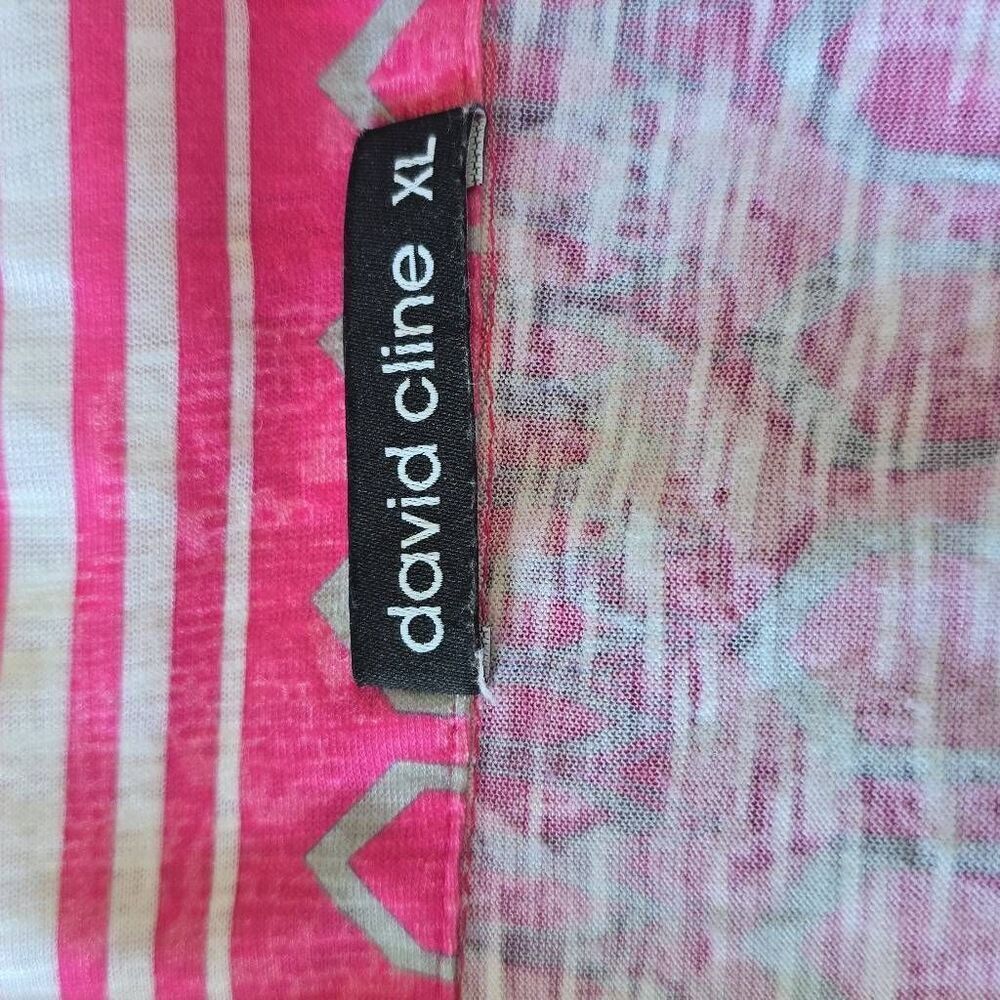 David Cline Pink Geometric Print Snap Front Blouse, long Conv. Slv. EUC, XL - Picture 10 of 12
